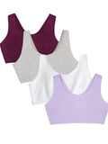 Fruit of the Loom Womens Built Up Tank Style Sports Bra Value Pack, Purple/White/Lilac/Grey