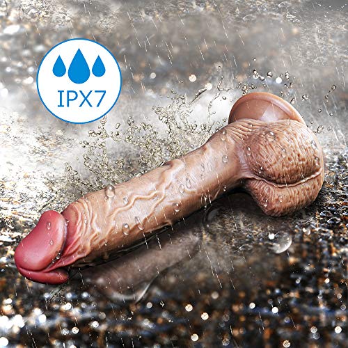 9 Inch Realistic Dildo Dual Density Liquid Silicone Cock With Strong Suction Cup,Oixgirl Lifelike Penis Sex Toy Flexible Female G Spot Masturbation Toy With Curved Shaft And Balls