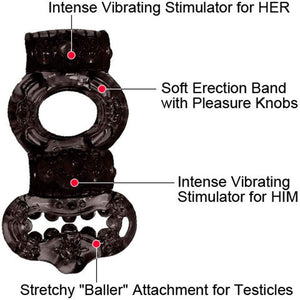 Double Power Cock & Balls Ring Black