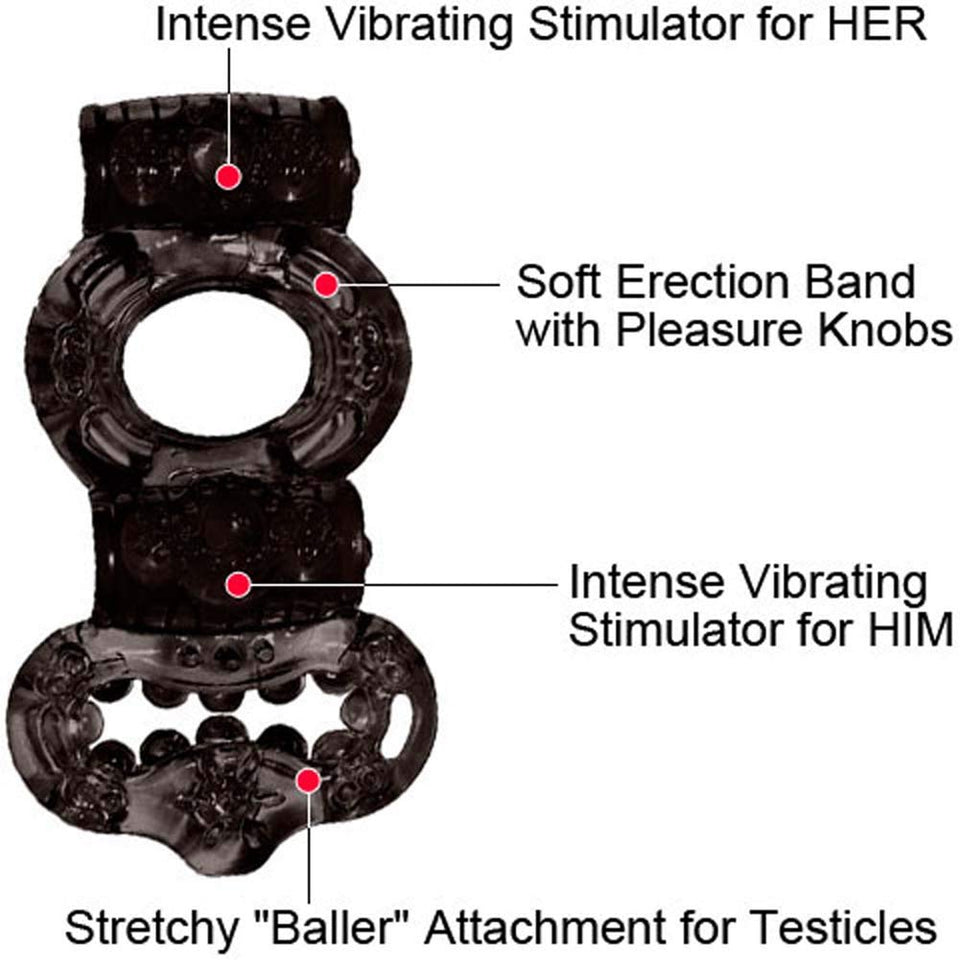 Double Power Cock & Balls Ring Black