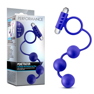 (D) Performance Penetrator Ana Beads W/Vibrating Cockring Indigo
