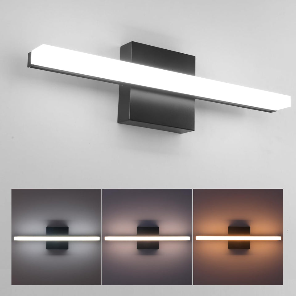 Amansour 24Inch Black Bathroom Vanity Lights Fixtures Over Mirror Modern Led Wall Sconce Vanity Light Bar For Bathroom 3000K/400