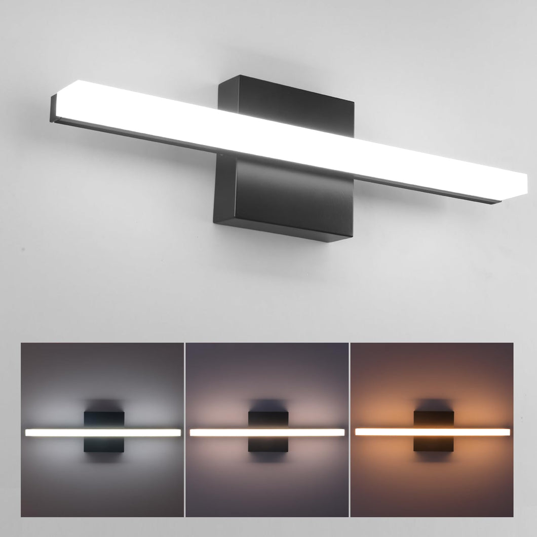 Amansour 24Inch Black Bathroom Vanity Lights Fixtures Over Mirror Modern Led Wall Sconce Vanity Light Bar For Bathroom 3000K/400