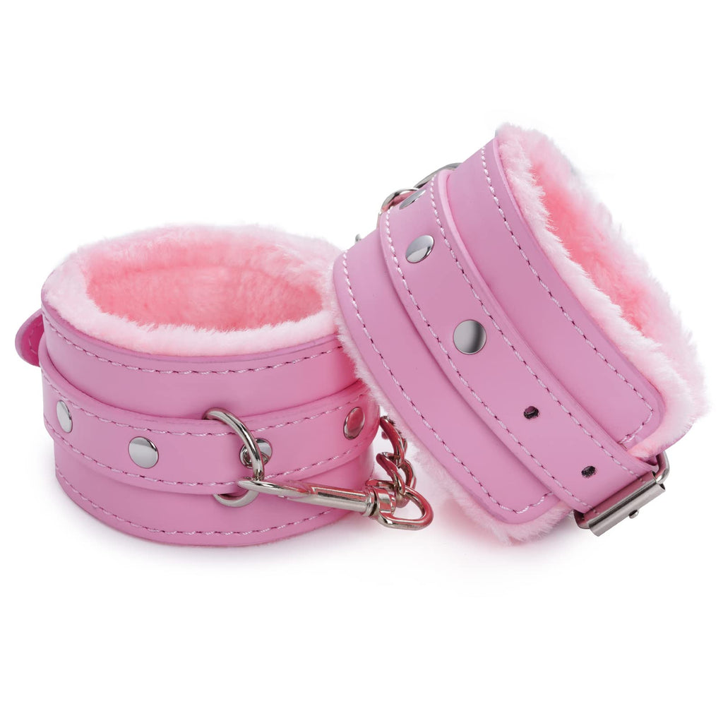 Adjustable Handcuffs Ankle Bracelets SM Adult Plush PU Leather Bondage Fetish Handcuffs Kit Cuff Restraint Set Sex Toy, Rbenxia