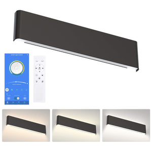 Aipsun 24In App & Remote Control Dimmable Modern Black Vanity Light Fixtures Color Temperature Adjustable Led Bathroom Light Fix