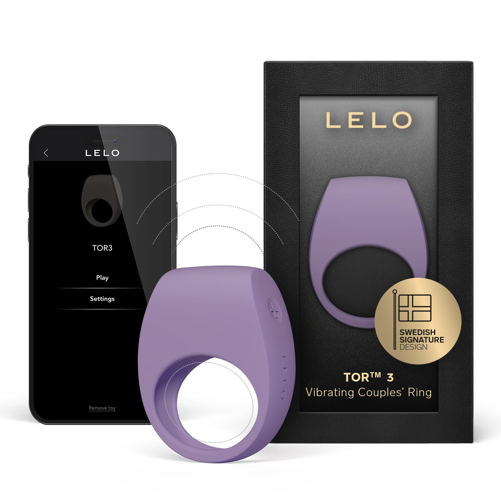 LELO TOR 3 Vibrating Penis Ring App Connected Adult Toy for Man and Woman, Couples Sex Toy with 8 Pleasure Settings for Enhanced