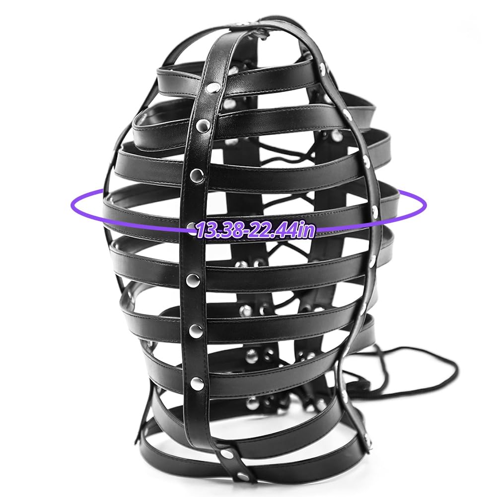 Sex Factory Bondage Hood,BDSM Adjustable Leather Mask Fetish SM Cosplay Masquerade Head Mask Sex Toy for Men Women Couples