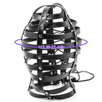 Sex Factory Bondage Hood,BDSM Adjustable Leather Mask Fetish SM Cosplay Masquerade Head Mask Sex Toy for Men Women Couples