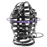 Sex Factory Bondage Hood,BDSM Adjustable Leather Mask Fetish SM Cosplay Masquerade Head Mask Sex Toy for Men Women Couples