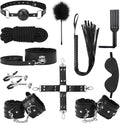 BDSM Kit Sex Bondage Restraints Toys: Upgrade 11PCS Sets with Adjustable Handcuffs Collar Ankle Cuff Blindfold Feather Tickler A