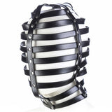 Sex Factory Bondage Hood,BDSM Adjustable Leather Mask Fetish SM Cosplay Masquerade Head Mask Sex Toy for Men Women Couples