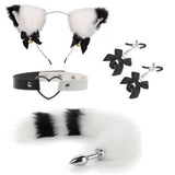 Anal Plugs Butt Plug Tail Plug Butt Plug with Tail Fox Tail Plug,Stainless Steel Anal Butt Plug with Faux Fox Tail and Ear-Anal