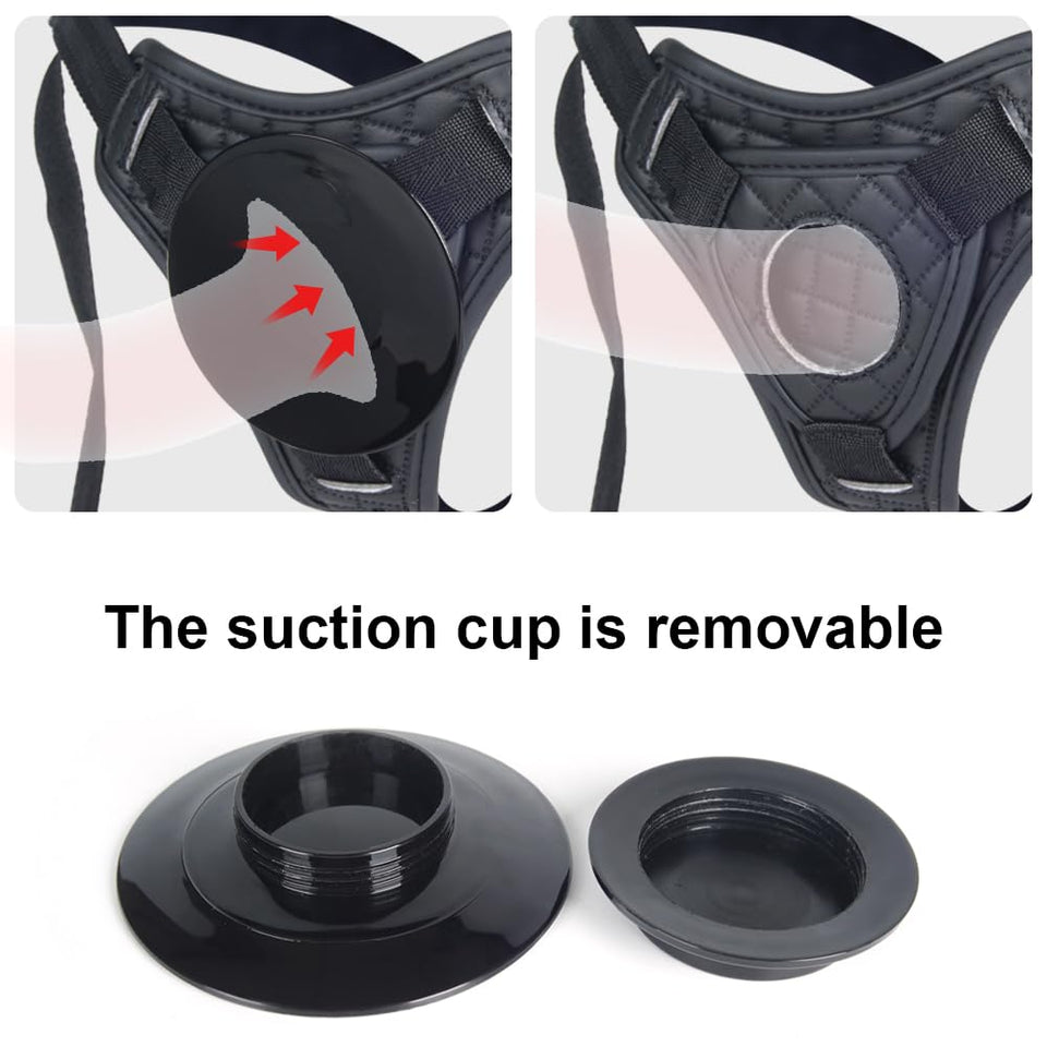 Strap On Dildo Strap Adjustable Universal Women Lesbian Sex Toy, PU Suction Cup Wear Leather Pants for Couple, O-Ring Strapon Co