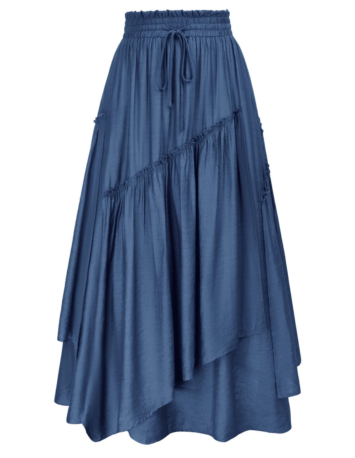 Scarlet Darkness Long Skirts for Women Renaissance Costume Pirate Maxi Skirt Plus Size with Pockets Denim Blue XL