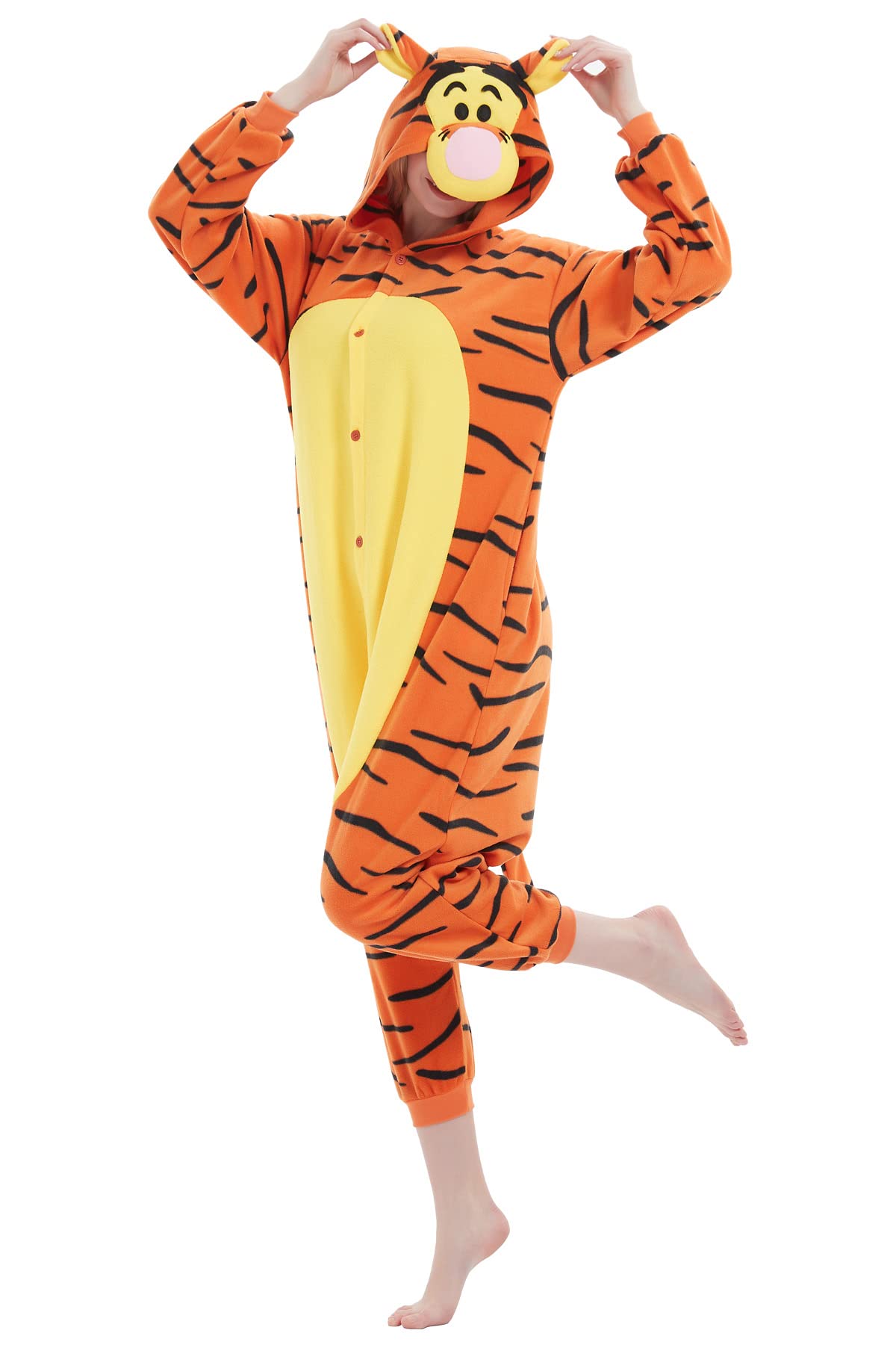 HvnTjvn Unisex Animal Onesie adult Tiger One-Piece Pajamas Cosplay Costume Sleepwear for Halloween christmas Women Men XL