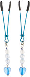 Fresh Nipple Clamps, Tweezer With Beads & Heart Chrm, Blue