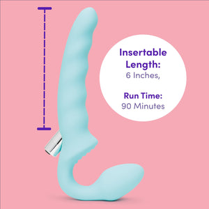 Lovehoney Strapless Strap On Vibrating Dildo - Flexible 7 Inch Dildo for Women - Curved Rippled Shaft for G-Spot Stimulation - R