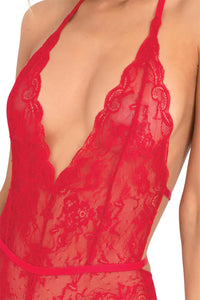 Spank Me Strap-Back Lace Teddy Red M/L