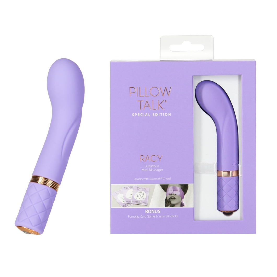 Pillow Talk Racy Mini Vibrator, Flexible For Optimal G-Spot Stimulation, Incremental Speed Control For Precise Power With Swarov