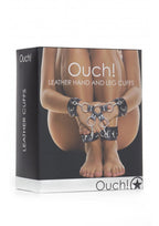 Ouch Leather Hand And Leg Cuffs, Black