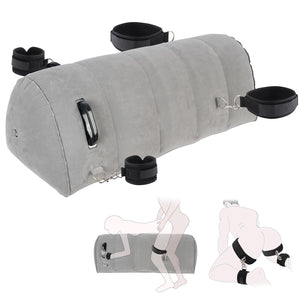 Inflatable Sex Toy Pillow with BDSM Bondage - Adjustable Restraints Extra-Long Pillow Cushion for Couples, Includes 4 Cuffs for