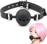 Silicone Breathable Open Mouth Ball with holes Gag Adjustable Cosplay Sex Game Toy BDSM Bondage Restraints (M)