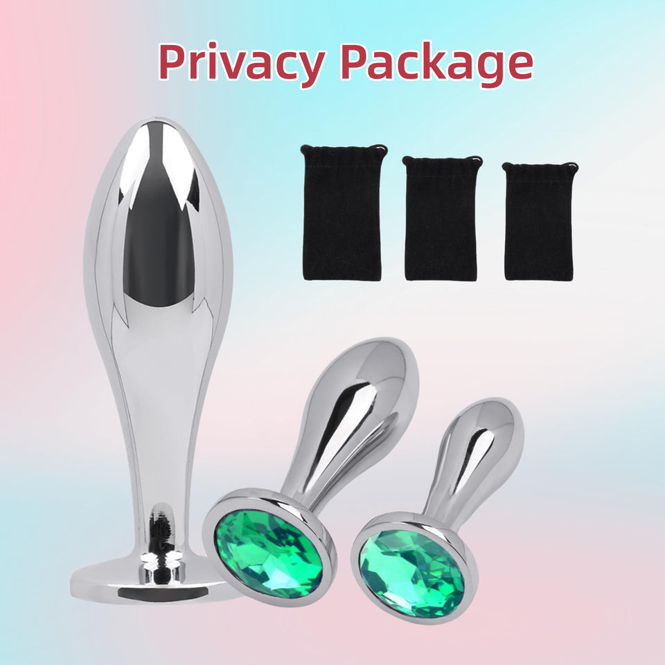 Sex Toys Anal Butt Plug, 3Pcs Adlut Toys Safety Metal Butt Plug Sexy Toy with Crystal Diamond Anal Toy for Men Women Anal Traine