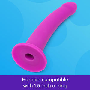 Lovehoney Curved Dildo - 7 Inch with Suction Cup - Flexible Anal Dildo for Men and Women - Harness Compatible Strap On - Smooth