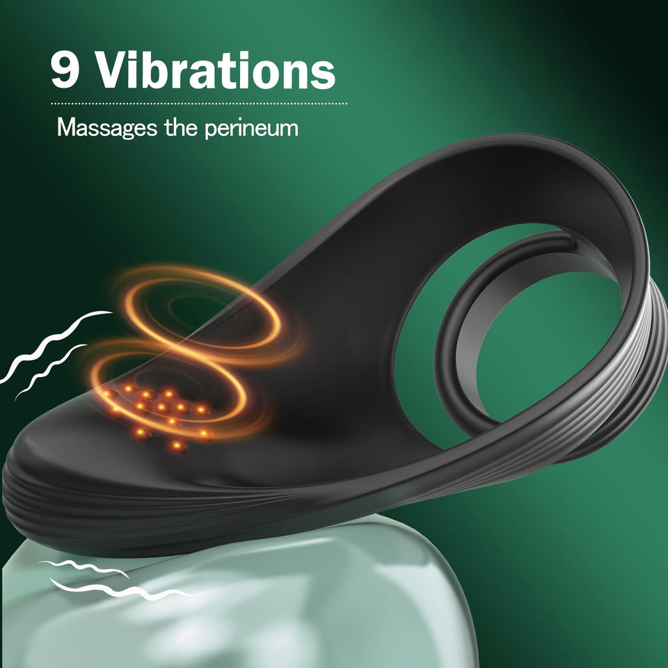 Vibrating Cock Ring with Taint Teaser, Penis Ring Erection Enhancing Vibrator Couples Sex Toys for Men, APP Remote Control Adult