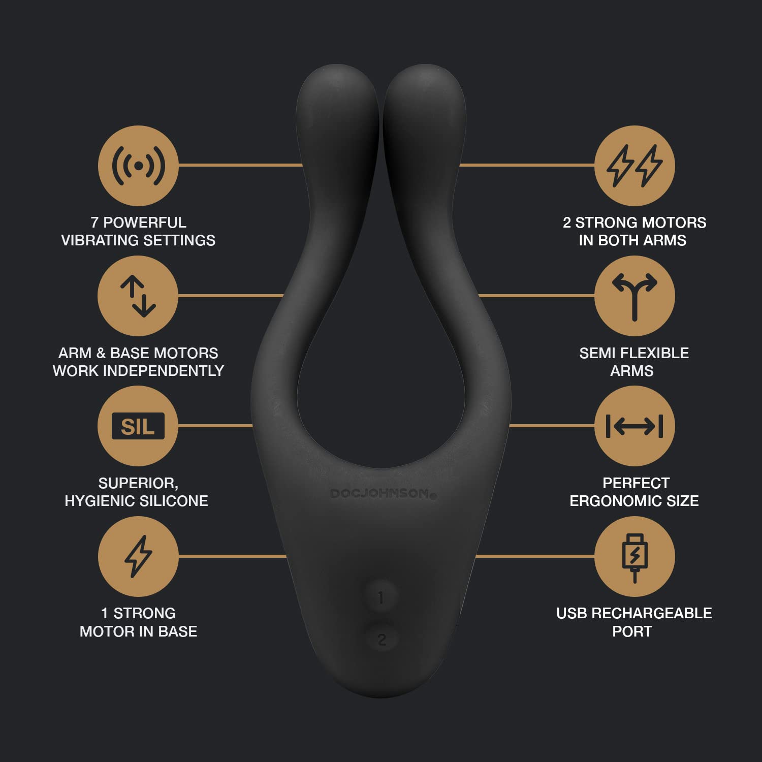 Doc Johnson Tryst Multi Erogenous Zone Massager     Black