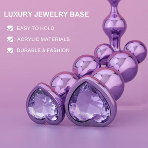 YOOMAI 3 Pcs Metal Anal Butt Plugs Adult Sex Toys,Alloy Butt Beads with Heart Shaped Base, Jewelry Design Anal Beads for Men Wom