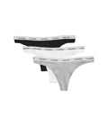 Calvin Klein Womens Modern Logo Thong 3-Pack, Black/White/Grey Heather, X-Large
