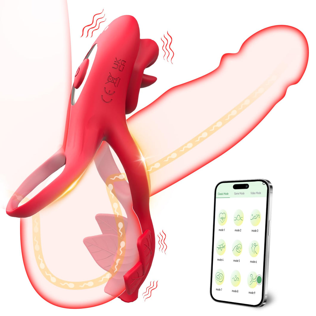 Vibrating Cock Ring Couples Sex Toys Vibrating Penis Ring Vibrator with 9 Vibration Male Adult Sex Toys for Men Women, APP Clito