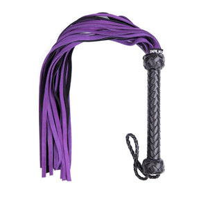 Premium Purple Leather Flogger for Couples - Deluxe BDSM Whip for Sensual Play, Erotic Exploration & Fetish Adventures - Adjusta