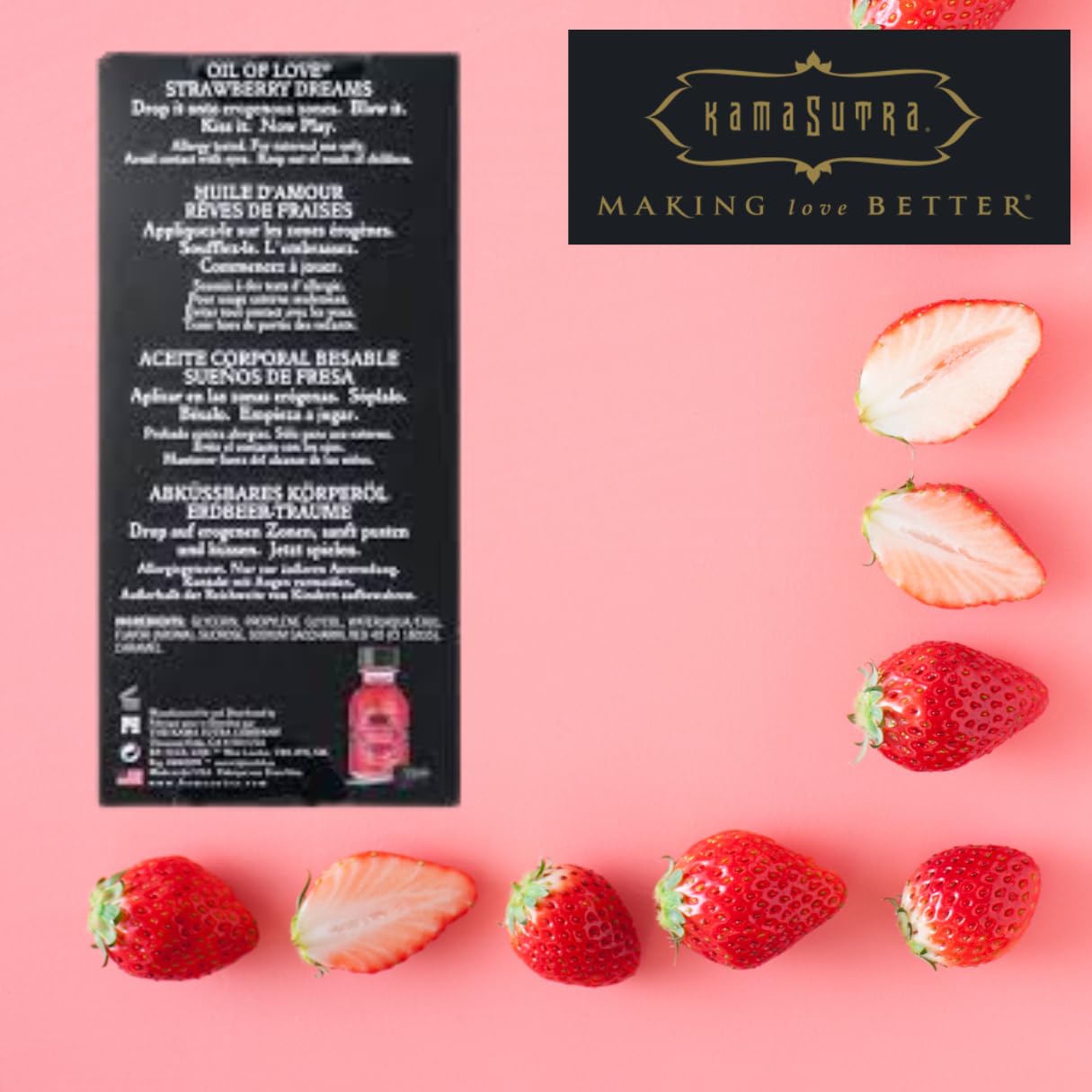 Kama Sutra Oil Of Love Strawberry Dreams - .75 Fl Oz/22 Ml - Kissable Warming Body Treat For Foreplay Fun, Water-Based And Non-S