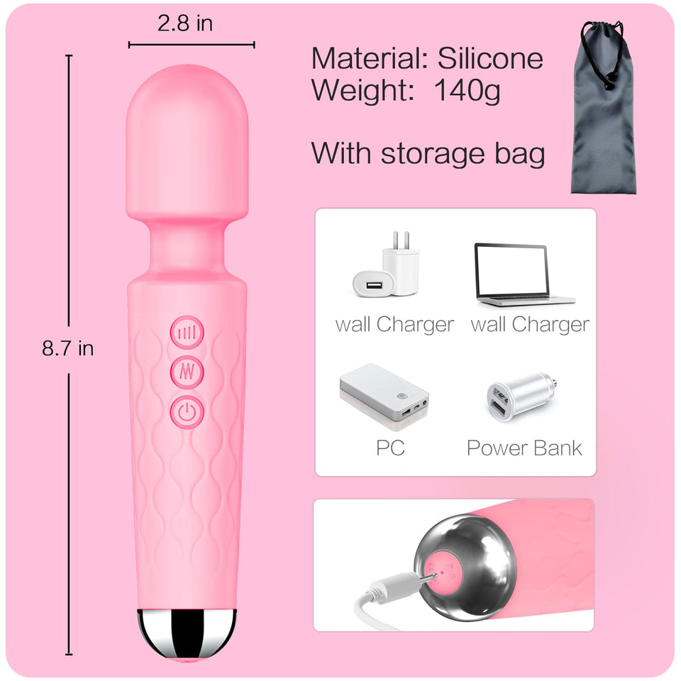 SANJIANKE Vibrator Wand, Female Adult Sex Toys, Wand Massager, Clit Stimulator Sex Toy,Vibrator Dildo, with 8 Speeds of Pleasure