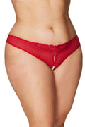 Oh l l Ch  ri Lingerie For Women Plus Size Paradise Pearl Thong Red 3X/4X