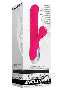 Evolved Novelties Love Spun Silicone Rechargeable Vibrator Pink 9 Inch
