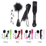 4 PCS BDSM Training Set Sex Whip Adult Sex Flap Paddle Role Playing Adult Role Playing Sex Game BDSM Feather Hand Flap Whip Nipp