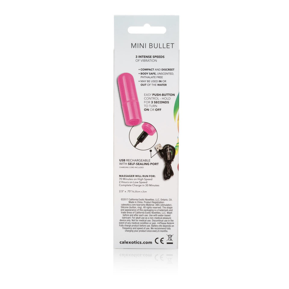 Calexotics Tiny Teasers Mini Bullet - Adult Rechargeable Vibe Massager - Waterproof Travel Size Sex Toys For Couples - Pink