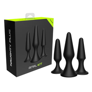Naughty Anal Trainer Kit, Butt Plug, Prostate Massage, Silicone, Adult Sex Toy, Black