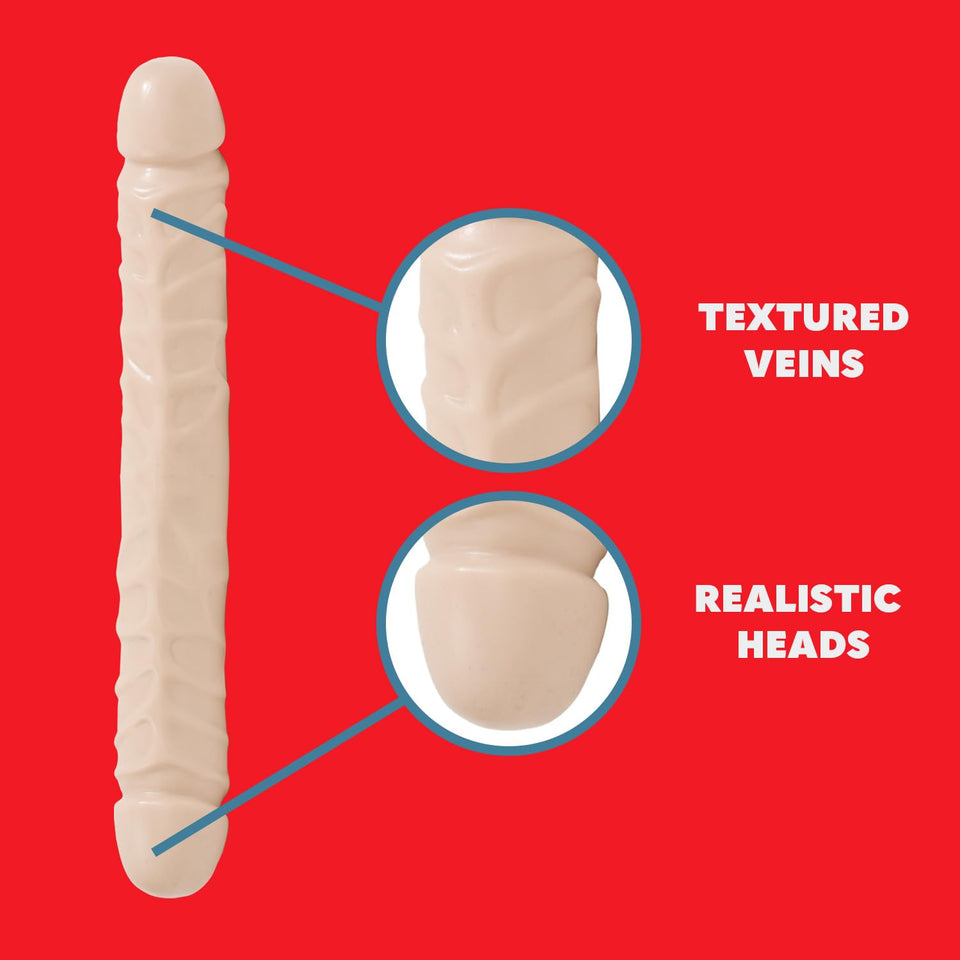 Doc Johnson Jr Veined Double Header Dildo 12 Inches White 021201Am