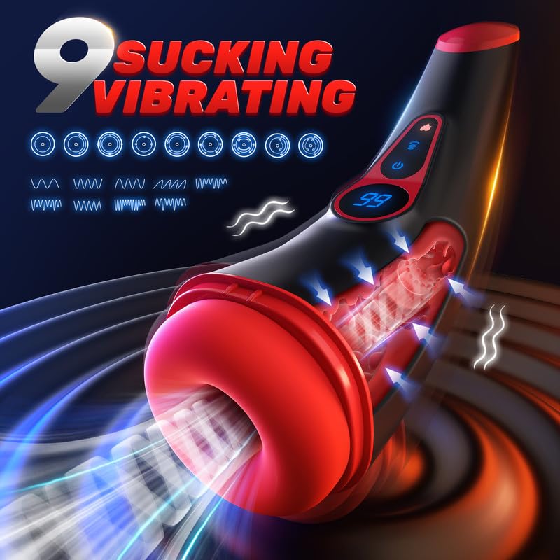 Sex Toys for Men Male Masturbator - APP Control Adult Toys Male Masturbators Penis Pump with 9 Sucking & 9 Vibrating, 3D Texture