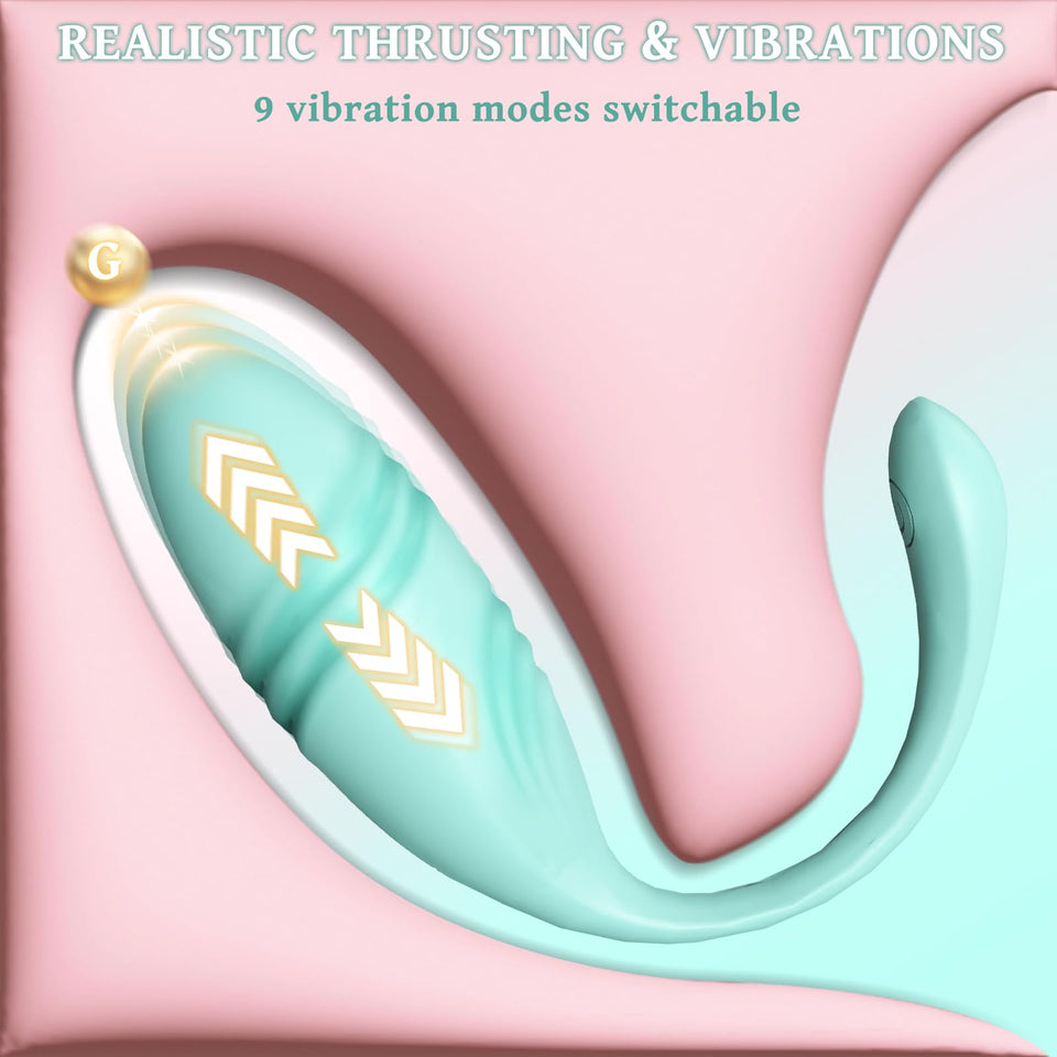 Thrusting Egg Vibrator, Mute Remote Control Vibrator with 9 Thrusting & Vibrating Modes, Couple Vibrator Thrusting Dildo for Wom