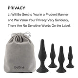 Butt Plugs Trainer Silicone Anal Plugs Beginners Starter Set For Women And Men Soft Silicone Plugs Toys Trainer 4 Piece Set (Black)