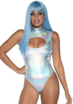 Leg Avenue 2 Pc Holographic Metallic Span Silver Color