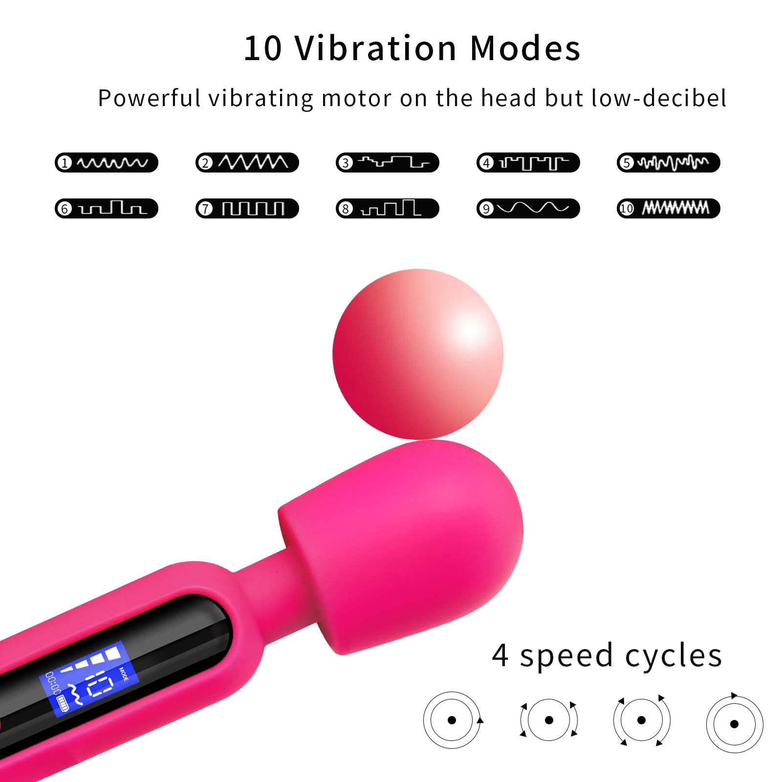 Vibrator Wand Adult Sex Toys & Games Vibrating Massager for Clitoral Stimulation Powerful Vibrator Pleasure with 10 Modes LCD Di