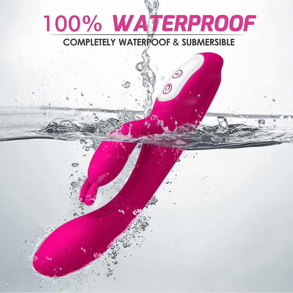 G Spot Rabbit Vibrator with Heating Function and Bunny Ears for Clitoris G-spot Stimulation,Waterproof Dildo 9 Powerful Vibratio