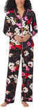 Room Service Womens 2-Piece Shawl Collar Pajama Set (US, Alpha, Large, Regular, Regular, Black Floral)