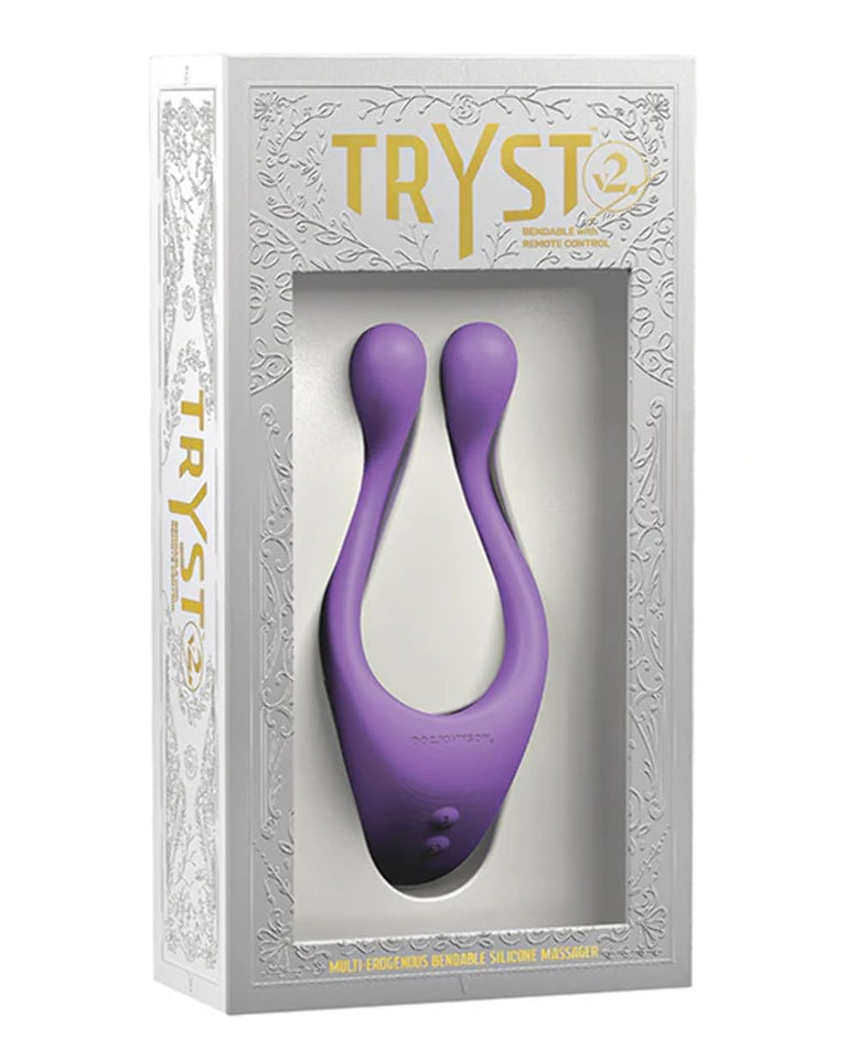 Doc Johnson Tryst V2 - Multi-Erogenous Zone Bendable Silicone Vibrator & C-Ring With Remote - 3 Powerful, Quiet 10-Function Moto